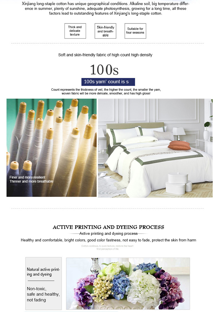 4PCS 100% Cotton Comforter Hotel Bedding