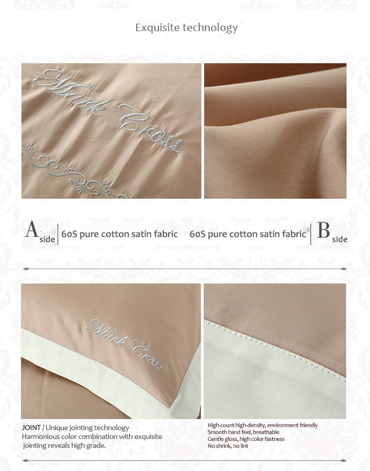 Embroidered Satin Beige Comforter Set