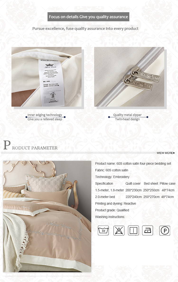 Cotton Embroidered Beige Bed Sheets