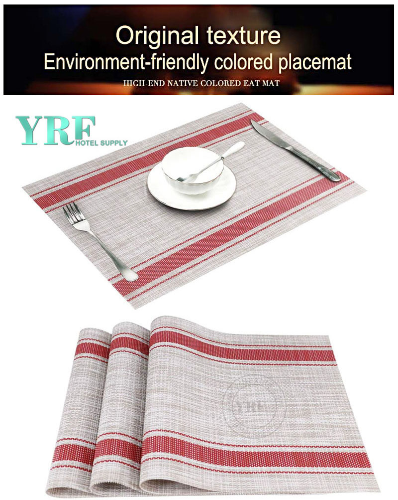 Non-stain Beige And Red Placemats Heat-Resistant