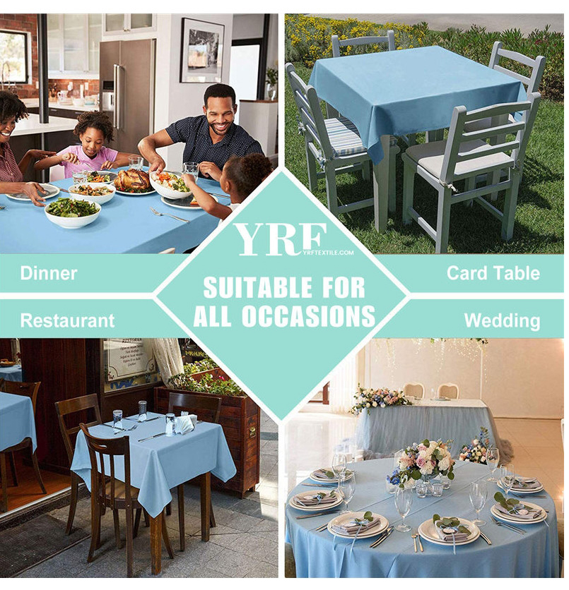 Light Blue Square Table Cloth Hotel 54x54 inch