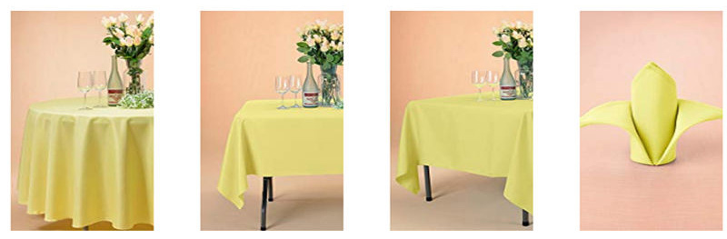 100% Polyester Pure Yellow Rectangle Table Cloths 90x132 inch