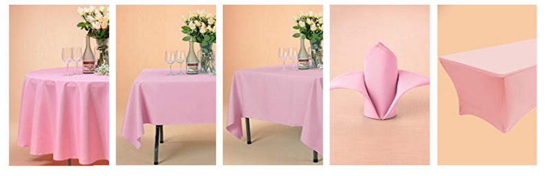 85x85 inch 100% Polyester Pure Pink Square Tablecloth