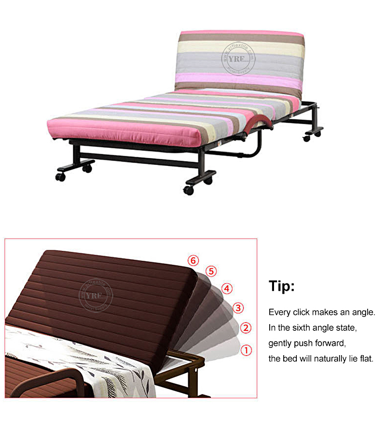Base de cama plegable individual con ruedas giratorias, cama plegable  portátil para adultos, marco de cama de metal con colchón de espuma