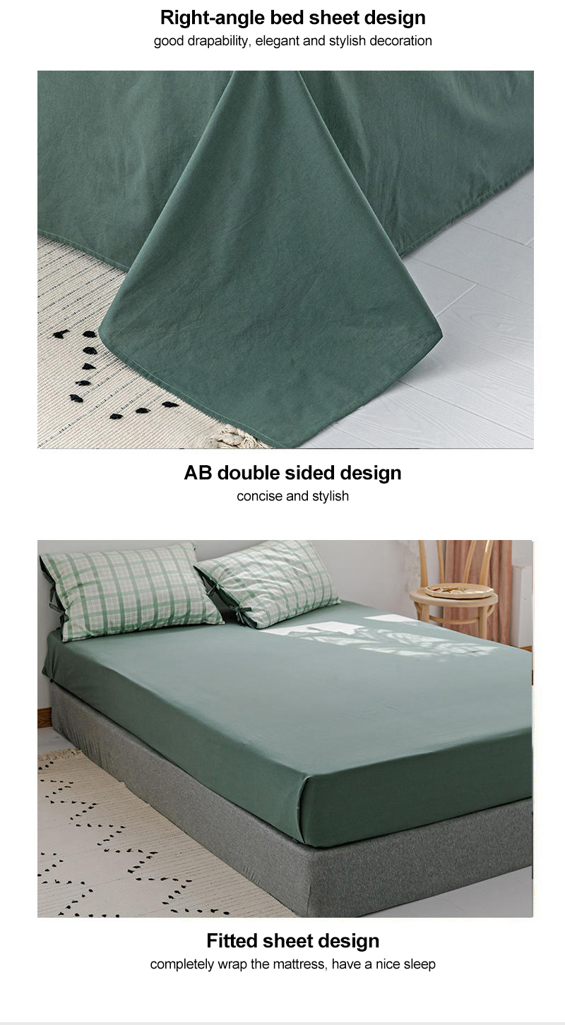 Green Stripe Checker Sheet Set King Bed