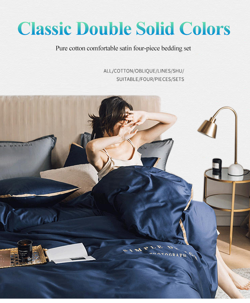 Comforter Set Bed Sheet Set Dark Blue