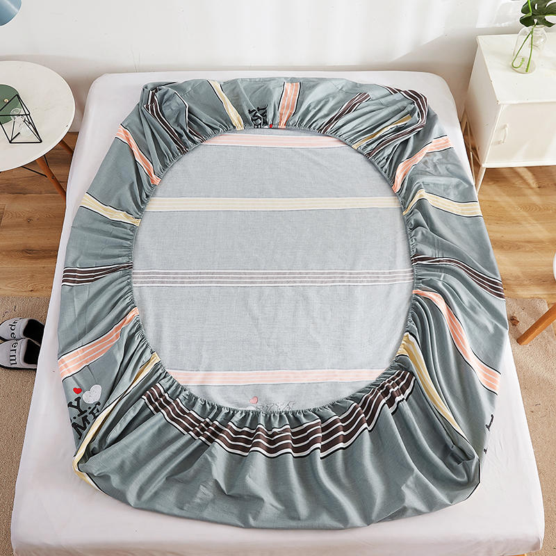 Single Fitted Sheet Gray Striped