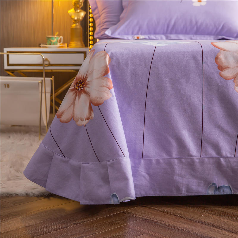Single Purple Printing Bed Linen Bedsheet Wholesale