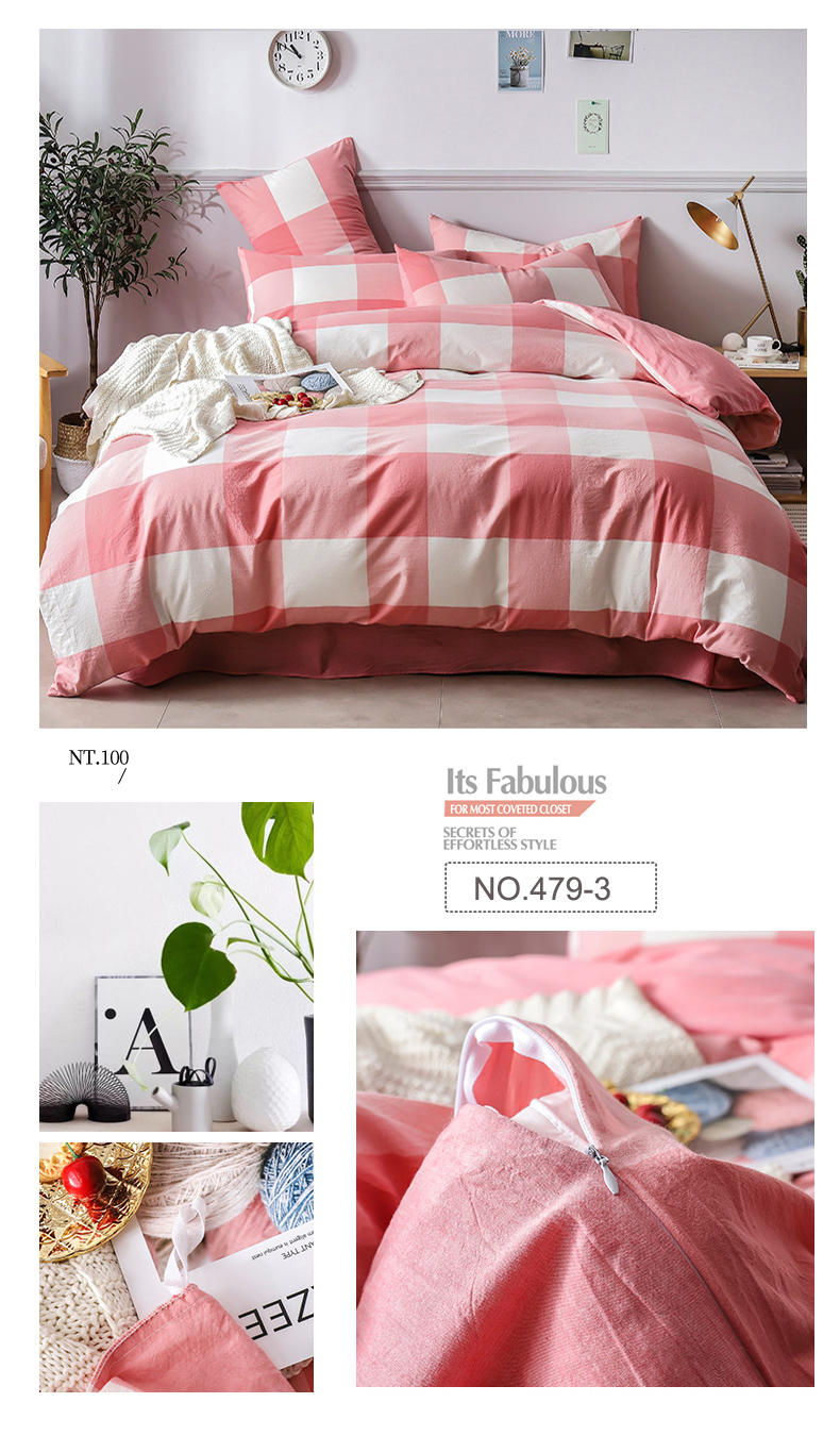 100% Washed Cotton Bedding 3 PCS Single Bed