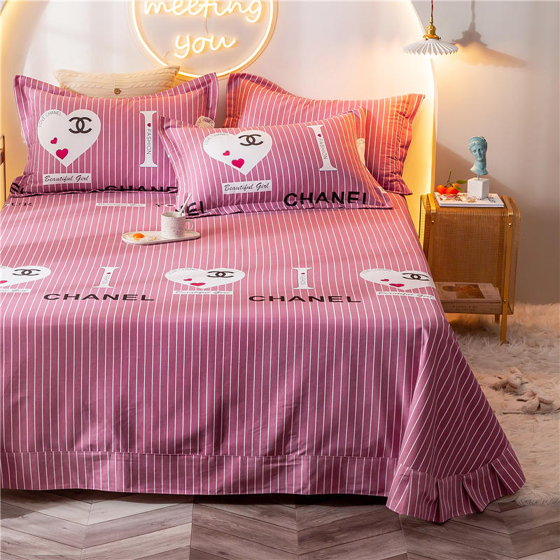 Striped Double Bed Linen Bedsheet Luxury