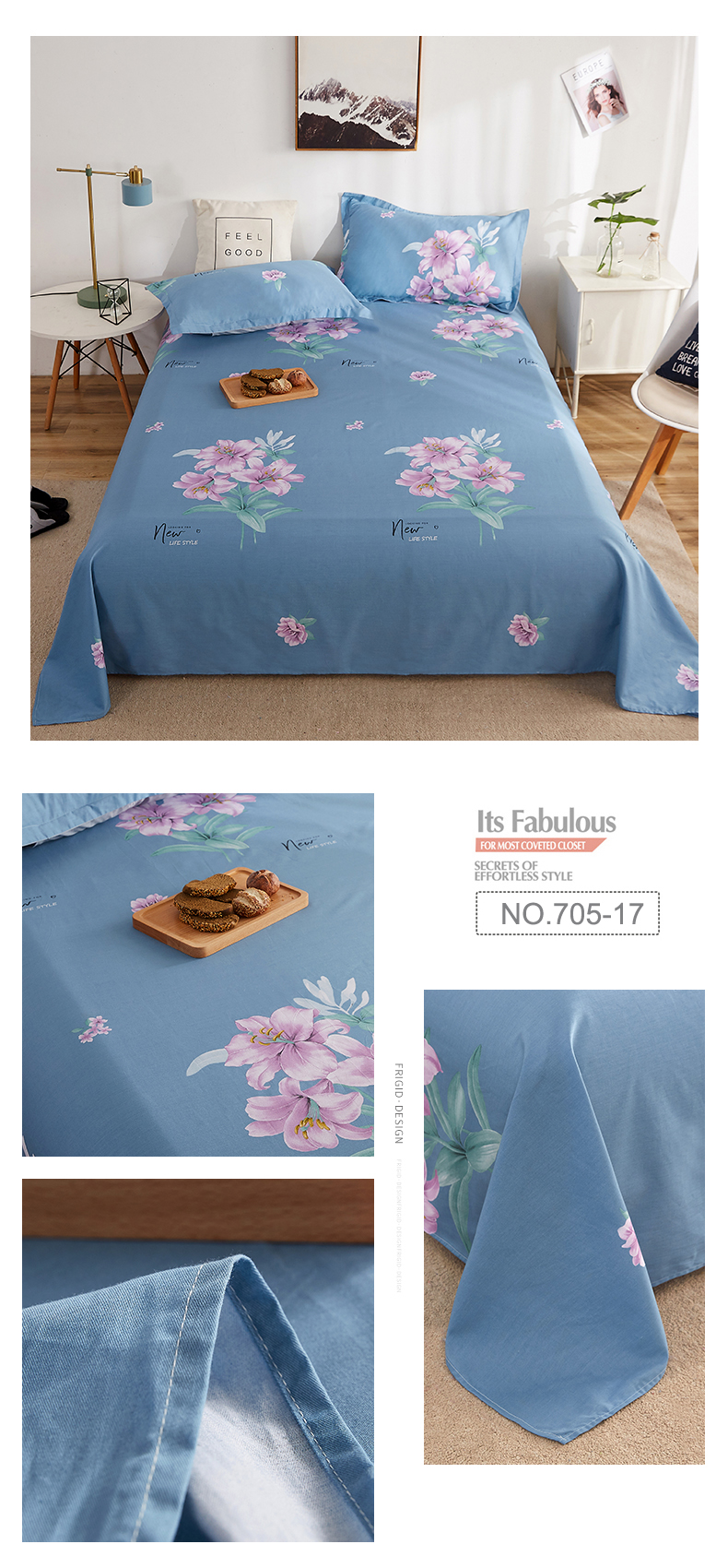 Cadet Blue For Single Bed Sheet Set