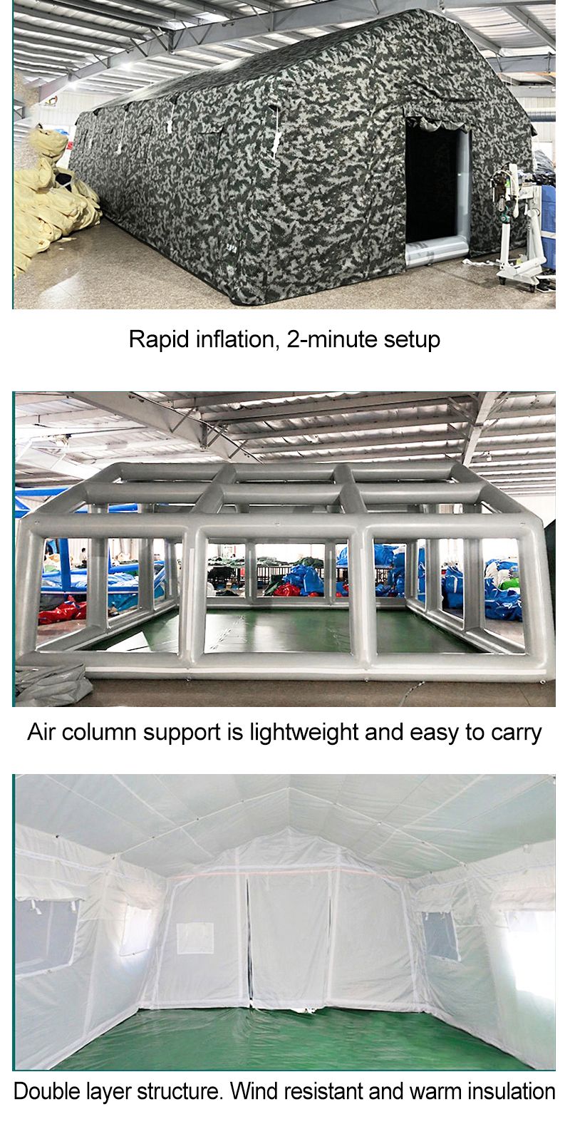Camouflage inflatable XL tent 99% sandproof govt