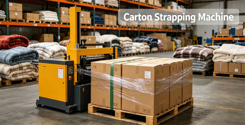 Blanket carton strapping check for final packing control and export loading readiness