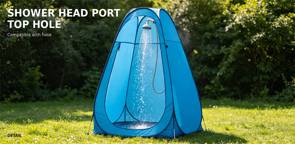 Standard blue portable emergency shower tent shown fully deployed for bulk procurement review Standard blue portable emergency shower tent shown fully deployed for bulk procurement review