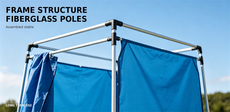 Frame structure of a portable emergency shower tent for procurement review and emergency camp allocation