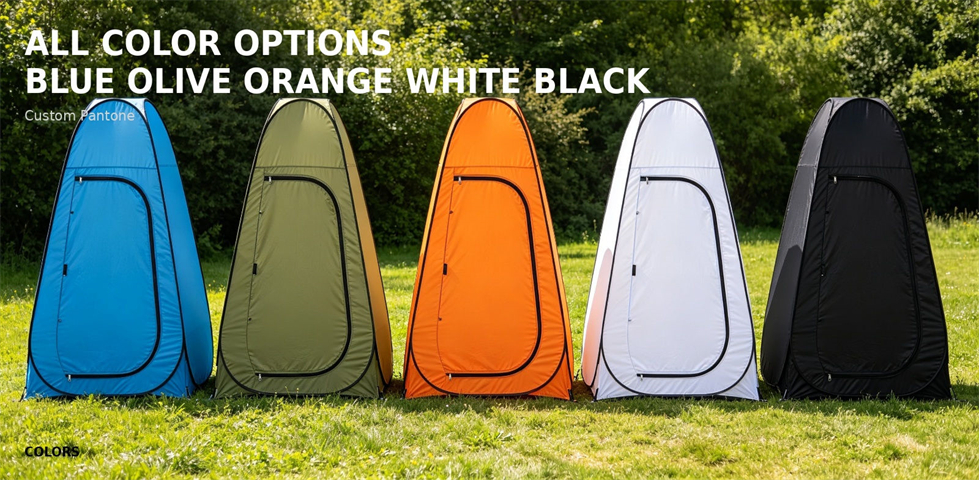 Portable shower tent color options arranged for customization for procurement review and emergency camp allocation