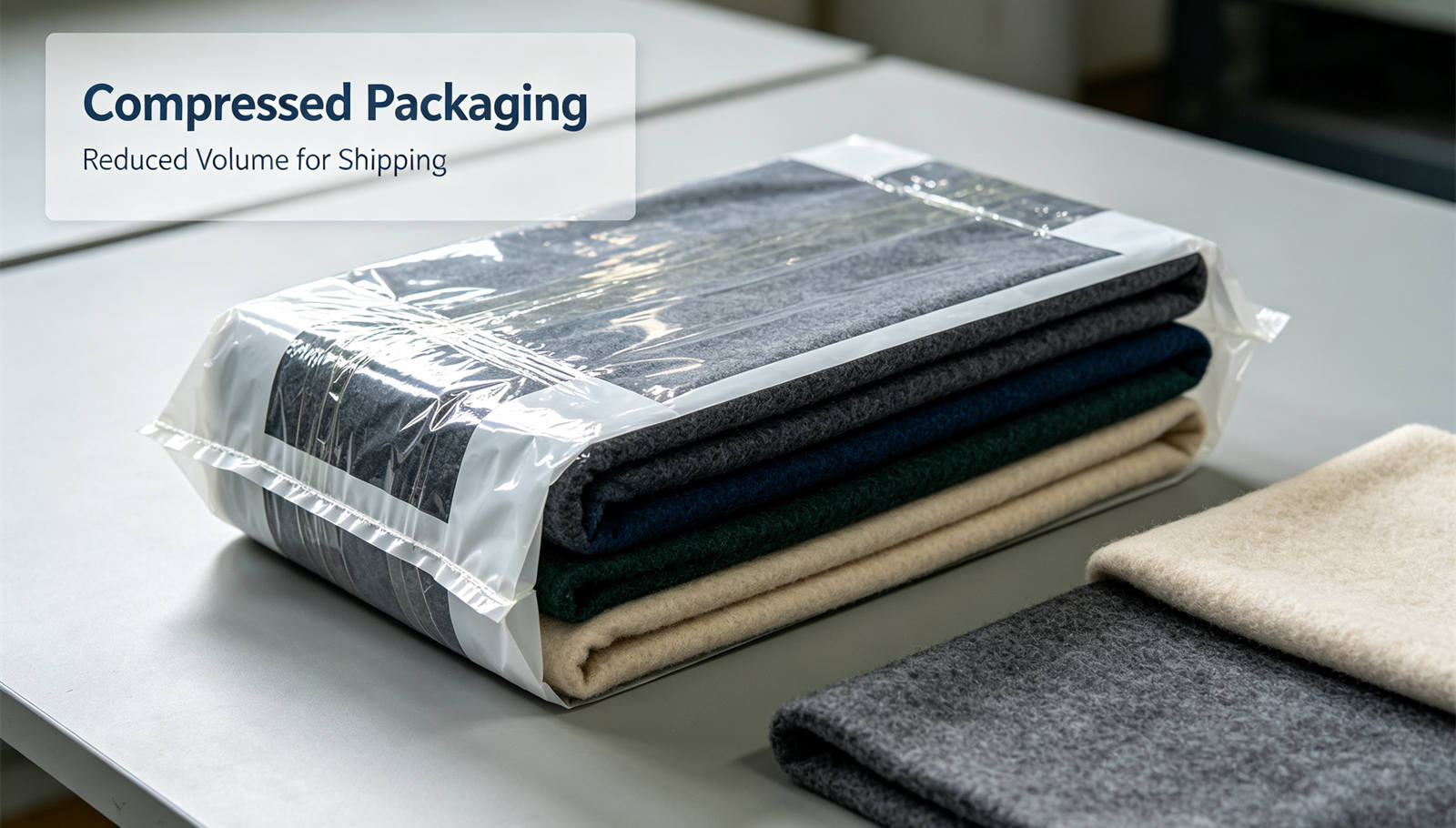 Emergency blanket packing presentation showing solid color brown package for institutional procurement review