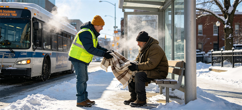 Shelter-project blanket cold street delivery for checking issue-point needs and receiving disputes