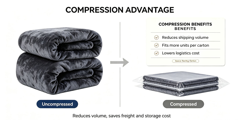 Emergency blanket packing presentation showing solid color navy blue for institutional procurement review