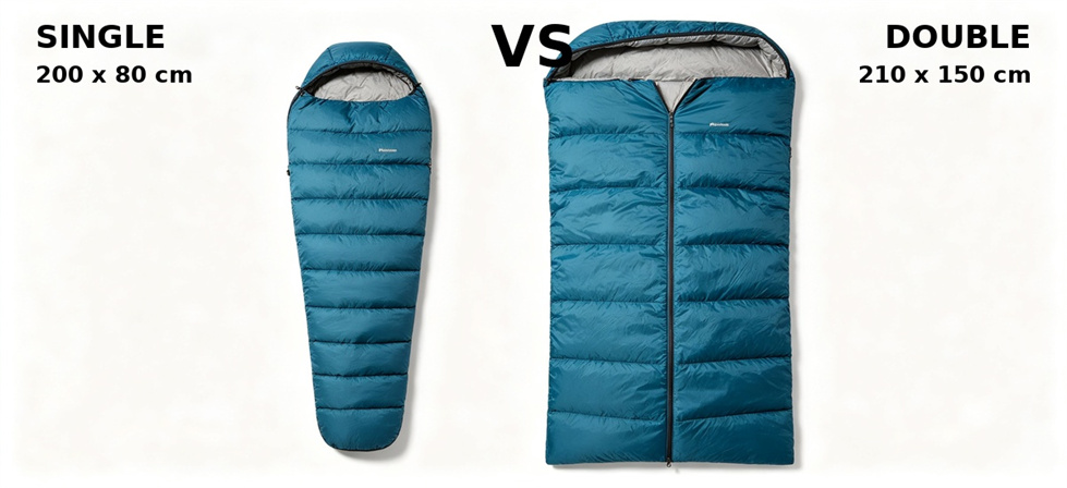 Single and double sleeping bag configurations compared for group accommodation planning