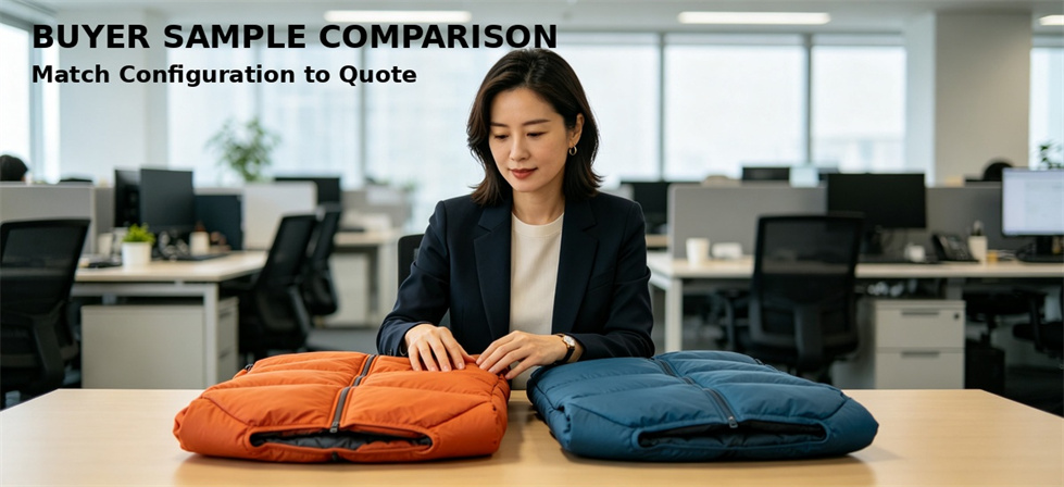 Procurement team comparing sleeping bag specifications for a consistent supplier quotation