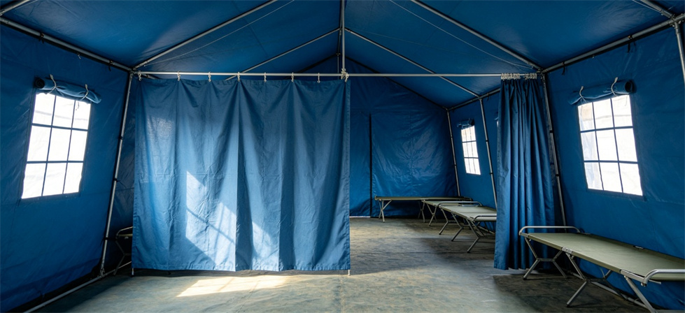 Relief tent partition shown for common layout issues and how to solve them in institutional relief tent procurement planning