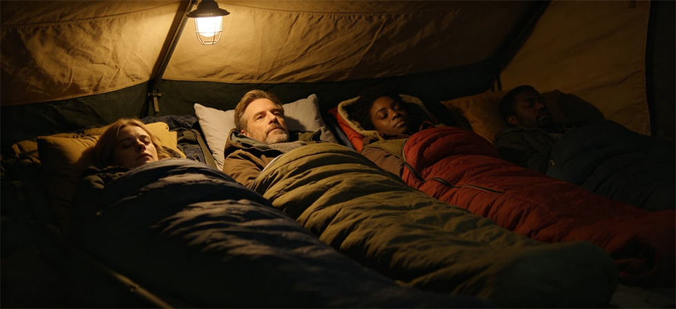 Sleeping bags used inside a relief tent during nighttime accommodation for government stockpile, institutional supply and
