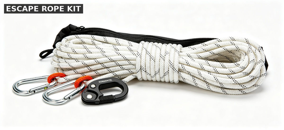 Firefighter gear escape rope for institutional procurement, inspection and supply planning