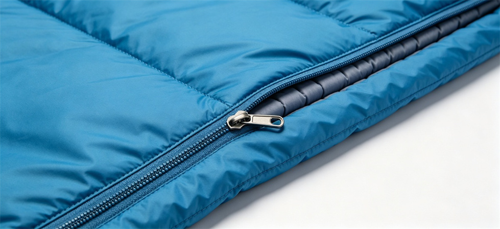 Sleeping bag zipper draft tube shown for conclusion in institutional sleeping bag procurement review