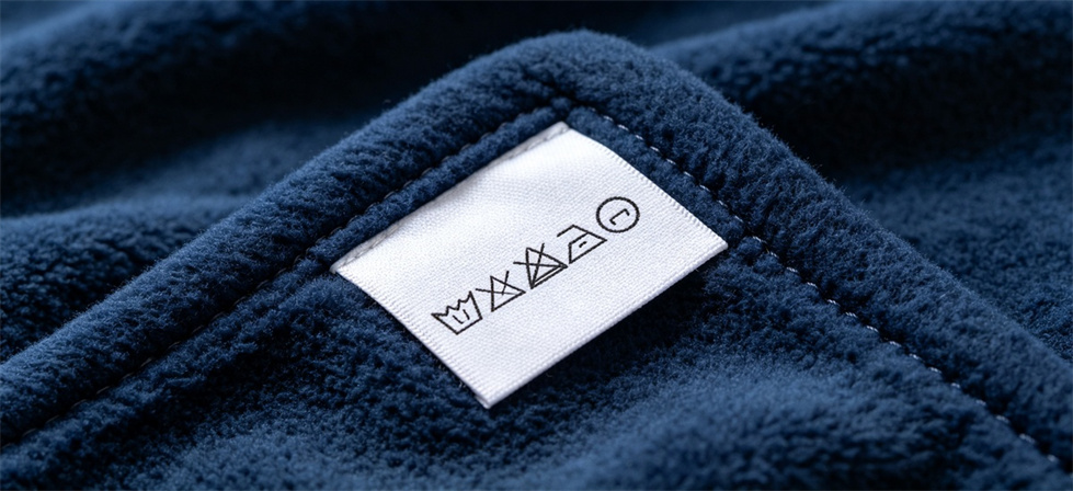 Blanket sample care label shown for review labels and packing in institutional blanket procurement review