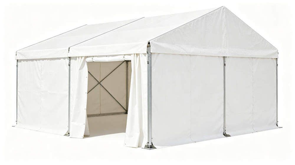 White frame tent 4x6m steel frame PVC coated polyester for remote worker accommodation