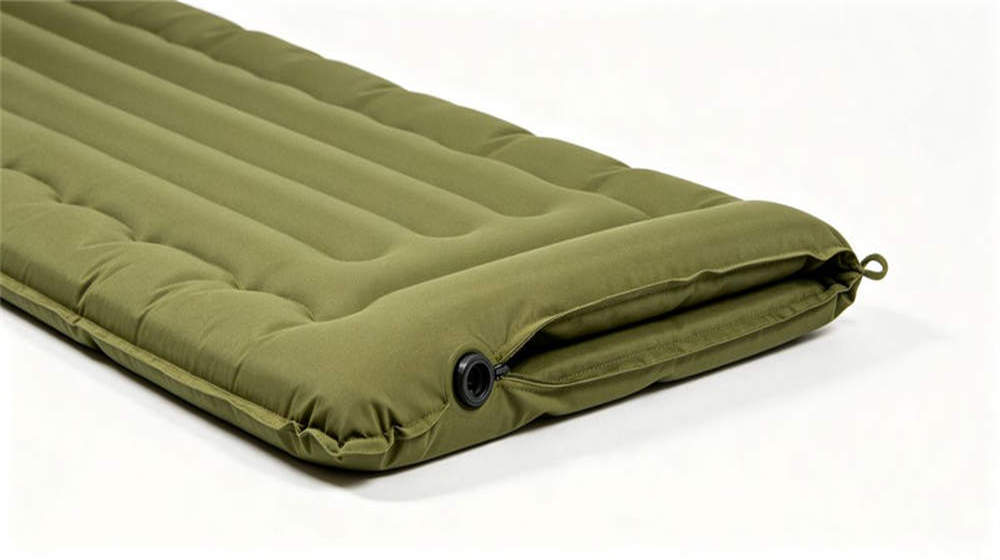 Olive green self-inflating mattress 3-5cm open-cell foam compact for field deployment