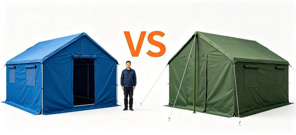 Frame tent and pole tent structural comparison side by side