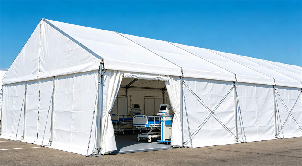 white medical frame tent field hospital emergency shelter