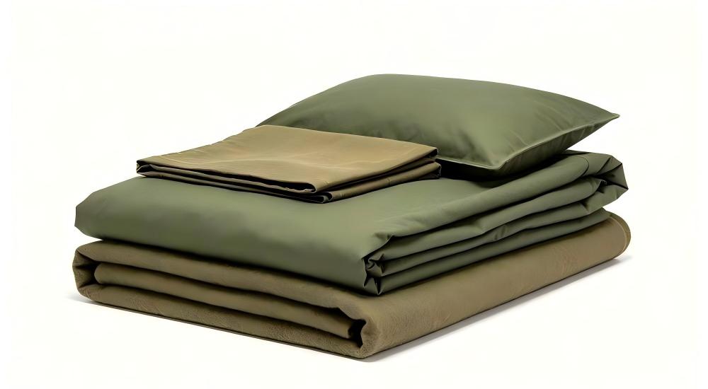 Field duty bedding set in military green for training camp and long stays