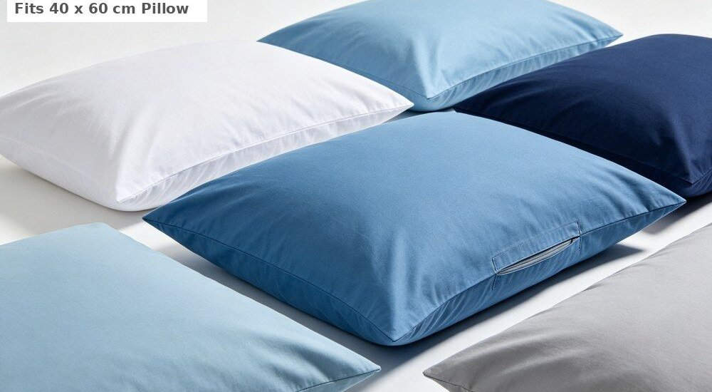 Standard pillowcase for institutional bedding in white cotton blend fabric