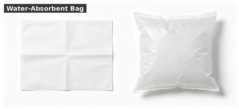 Water absorbent bag before after white bg for institutional procurement, inspection and supply planning