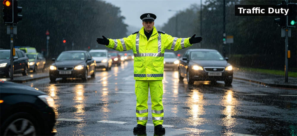 Raincoat hivis yellow traffic police for institutional procurement, inspection and supply planning