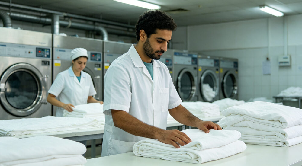 Institutional bedding product display showing material quality and design details for commercial procurement decision making suitable for emergency shelters hospitals universities and hotels requiring durable comfortable bedding solutions