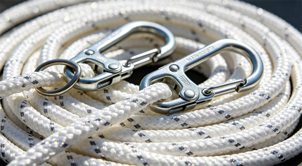 Guy rope set for tent securing, ropes with tensioners, product shot red and white inflatable emergency shelter for disaster relief operations