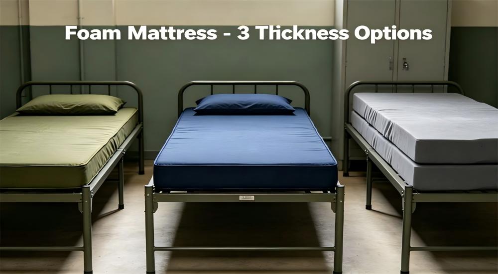 Comparison of three military foam mattress thickness options for military mattress bulk procurement decision for military mattress wholesale shelter comfort specification Comparison of three military foam mattress thickness options for military mattress bulk procurement decision for military mattress wholesale shelter comfort specification