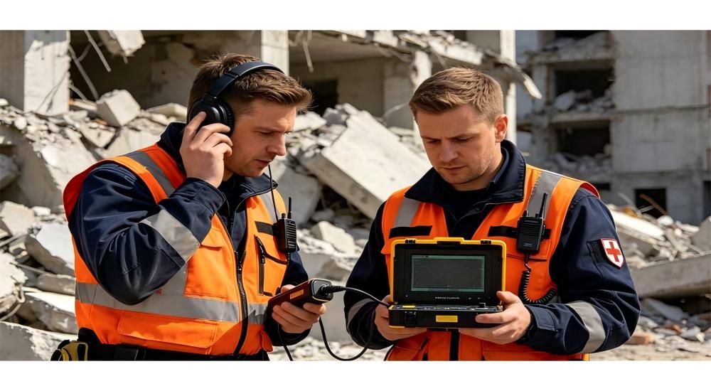 Acoustic life detector used by rescue team in earthquake rubble search and rescue operation scene for wholesale rescue equipment supplier Acoustic life detector used by rescue team in earthquake rubble search and rescue operation scene for wholesale rescue equipment supplier