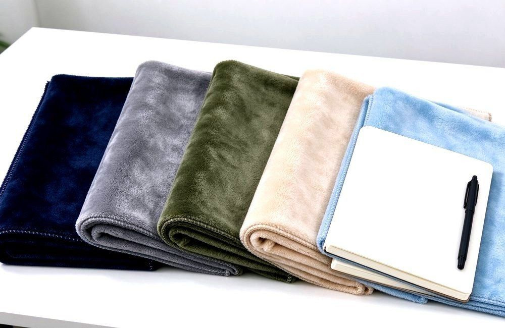 Mosquito net sample swatches and colour cards on a procurement table for agency approval, showing insecticide treated nets wholesale specification checks