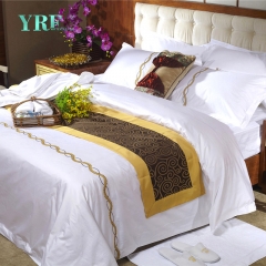 ropa de cama de lino blanco bordado satinado