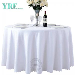 White Rosette Round Jacquard Tablecloth
