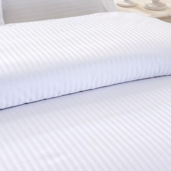 4PCS Deluxe Stripe White Cotton Super King Twin Hotel Ropa de cama