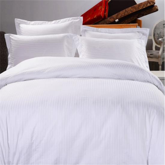 Ropa de cama de hotel de destino de 4 piezas de algodón individual de rayas de cabaña de lujo