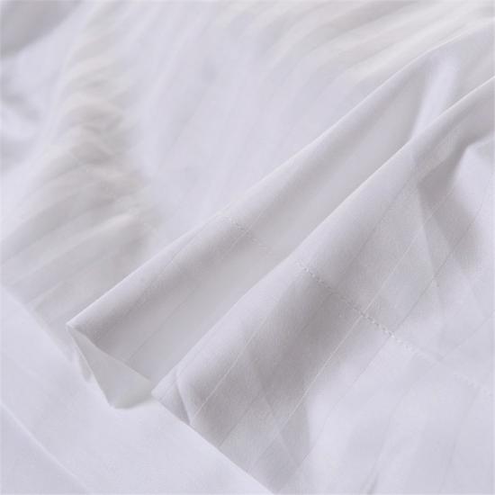 Ropa de cama de hotel de destino de 4 piezas de algodón individual de rayas de cabaña de lujo
