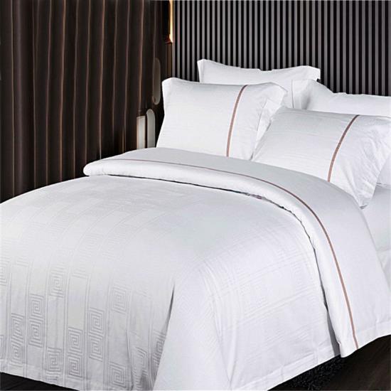 Venta caliente de algodón Queen Jacquard Deluxe Hotel sistemas de sábanas de calidad