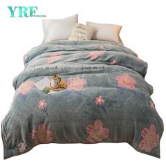 Manta de lana de doble cara con estampado floral verde